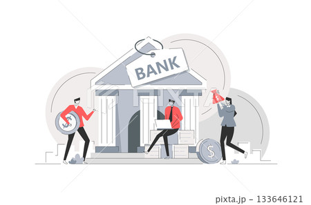 Banking concept,Deposits, Loans, Exchanges, Money protection, Savings and finance 133646121