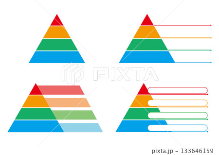 ヒエラルキー　階級　ピラミッド　アイコン　セット　4段 133646159