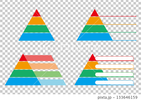 ヒエラルキー　階級　ピラミッド　アイコン　セット　4段 133646159