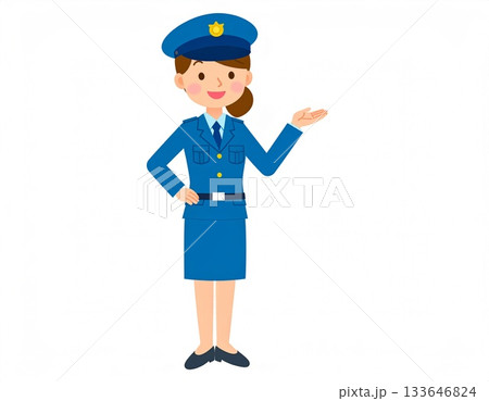 指差しをする婦人警官 133646824