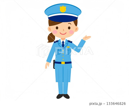 指差しをする女性警察官 133646826