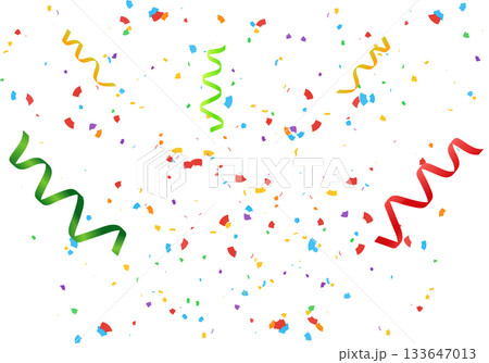 Falling Confetti and Ribbon Background Falling Confetti and Ribbon Background 133647013