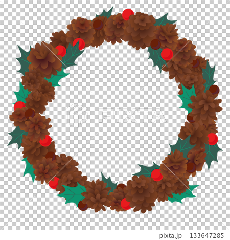Vector illustration of a pine cone wreath for Christmas Vector illustration of a pine cone wreath for Christmas 133647285