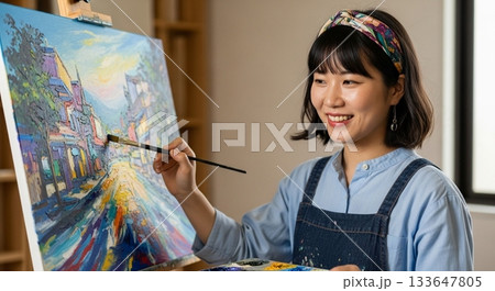 絵を描く女性のイラスト素材 [133647805] - PIXTA