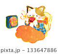 冬のほっこりイラスト　ホットドリンクで温まる猫 133647886