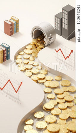 Abstract River of Passive Income from Diverse Sources Abstract River of Passive Income from Diverse Sources 133648243