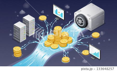 Abstract River of Passive Income from Diverse Sources Abstract River of Passive Income from Diverse Sources 133648257