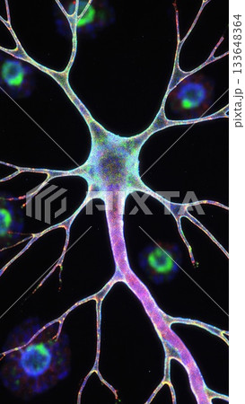Detailed Neuron Structure with Glial Cells Detailed Neuron Structure with Glial Cells 133648364