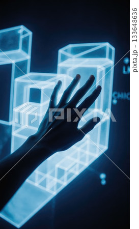 Hand Interacting with Holographic LLM Architecture 133648636