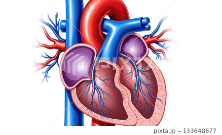 Human Cardiovascular System with Oxygenation Color Coding Human Cardiovascular System with Oxygenation Color Coding 133648677