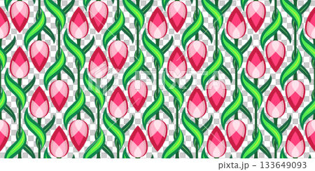 Floral spring diagonal seamless ornament of tulip 133649093