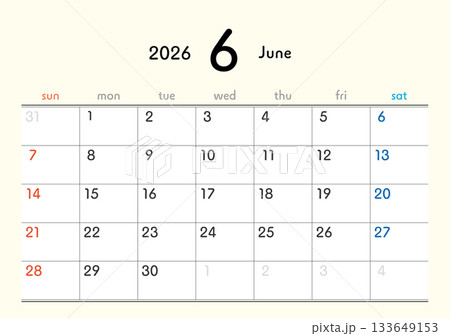 2026年カレンダー6月 133649153