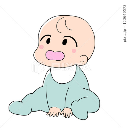 笑顔で上を向いている赤ちゃん 笑顔で上を向いている赤ちゃん 133649572