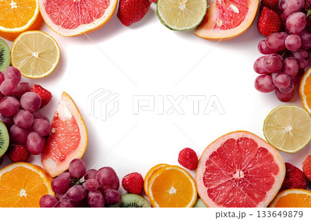 様々なフルーツのフレーム 133649879