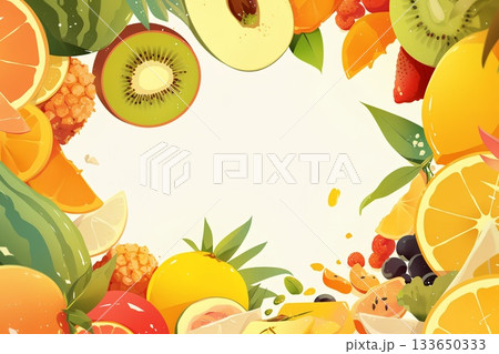 シームレスなフルーツの背景イラスト 133650333