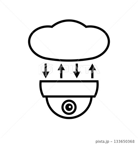 Cloud camera icon. Upload, download and data storage. CCTV, security ceiling video doom camera, surveillance. Vector illustration. Cloud camera icon. Upload, download and data storage. CCTV, security ceiling video doom camera, surveillance. Vector illustration. 133650368