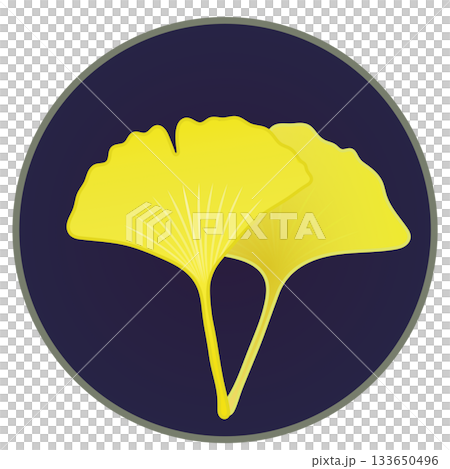 圓形背景的黃色銀杏葉插圖 133650496