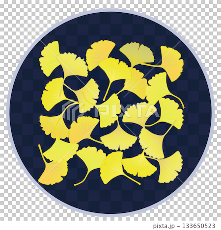 Illustration of a yellow ginkgo leaf with a circular background Illustration of a yellow ginkgo leaf with a circular background 133650523
