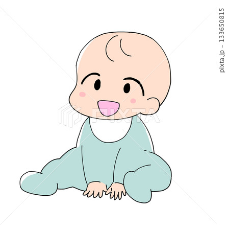 正面を向いて笑っている赤ちゃん 正面を向いて笑っている赤ちゃん 133650815