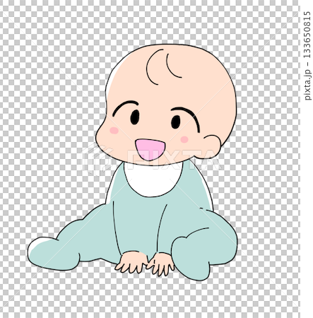 正面を向いて笑っている赤ちゃん 正面を向いて笑っている赤ちゃん 133650815