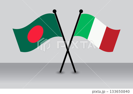 Bangladesh vs. Italy Crossed Flags: International Relations and Competition Graphics. 133650840
