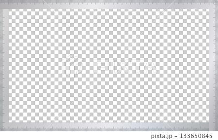 A rectangular frame with overlapping stainless steel L-shaped rulers 133650845