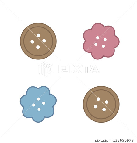 かわいいボタンのシンプルなイラスト素材 かわいいボタンのシンプルなイラスト素材 133650975
