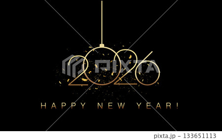 2026 Merry Christmas and Happy New Year Abstract Shiny Gold Glitter Decoration. Festive Background. Vector design element 2026 Merry Christmas and Happy New Year Abstract Shiny Gold Glitter Decoration. Festive Background. Vector design element 133651113