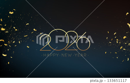 2026 Merry Christmas and Happy New Year Abstract Shiny Gold Glitter Decoration. Festive Background. Vector design element 2026 Merry Christmas and Happy New Year Abstract Shiny Gold Glitter Decoration. Festive Background. Vector design element 133651117