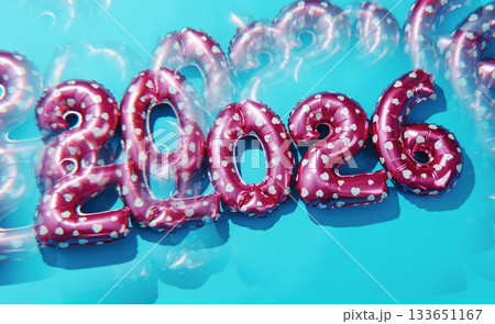 pink 2026 balloons with a kaleidoscopic effect 133651167