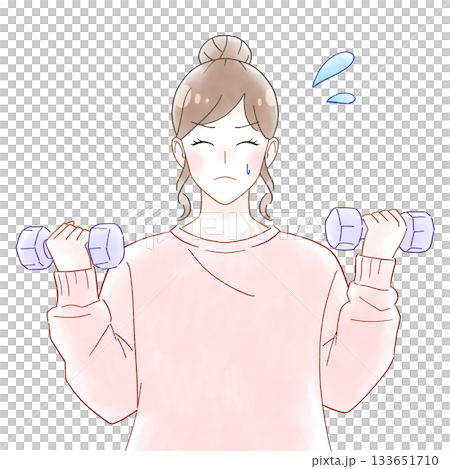 手持啞鈴的女子水彩插圖 133651710