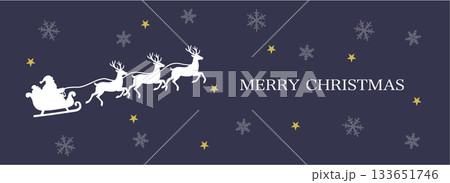 クリスマスバナー　クリスマス素材　サンタクロースとトナカイのイラスト 133651746