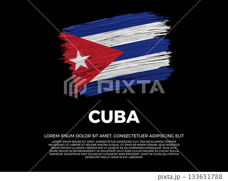 Flag of Cuba. Cuban and Caribbean Culture. Vibrant, textured brushstroke effect style. Black background with copy space. Dramatic composition in negative space. 133651788
