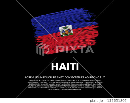 Flag of Haiti. Haitian and Caribbean Culture. Vibrant, textured brushstroke effect style. Black background with copy space. Dramatic composition in negative space. Flag of Haiti. Haitian and Caribbean Culture. Vibrant, textured brushstroke effect style. Black background with copy space. Dramatic composition in negative space. 133651805