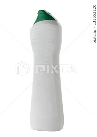White plastic bottle for household chemicals on white background White plastic bottle for household chemicals on white background 133652120