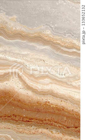 Exquisite Travertine Stone Texture Featuring Unique Layers of Warm Browns and Cool Grays in Nature 133652132