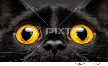 Close Up Focus of an Elegant Black Shorthair Cat with Stunning Eyes Capturing Emotion and Grace Close Up Focus of an Elegant Black Shorthair Cat with Stunning Eyes Capturing Emotion and Grace 133652138