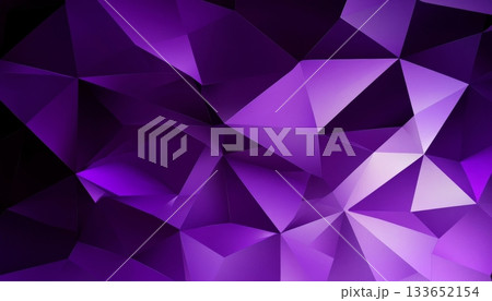 Energetic Purple Hues in an Abstract Geometric Low Poly Background with Striking Triangular Facets 133652154