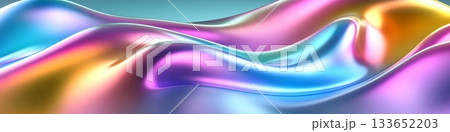 Hypnotic Pastel Hued Curved Shapes Flowing in Colorful Artistic Luxury Fluid Abstract Background 133652203