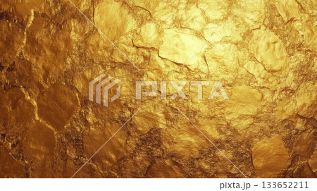 Textured Gold Surface Reflects Light in Dynamic Patterns, Showcasing Subtle Shades of Yellow Hue 133652211
