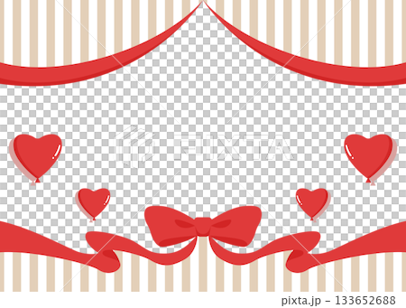 Ribbon decoration frame, heart-shaped balloon decoration, background 133652688