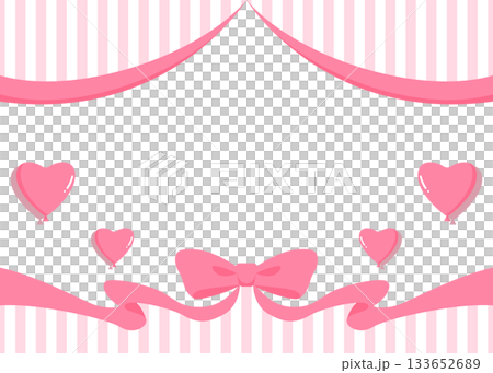 Ribbon decoration frame, heart-shaped balloon decoration, background 133652689