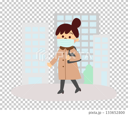 一名戴著口罩的女子正在行走 一名戴著口罩的女子正在行走 133652800