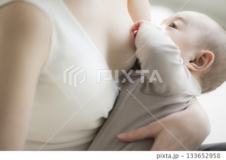 赤ちゃんにミルクをあげる母親 赤ちゃんにミルクをあげる母親 133652958