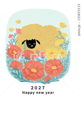 2027年　未年　年賀状テンプレート 133653113