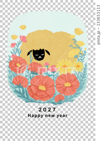 2027年　未年　年賀状テンプレート 133653113