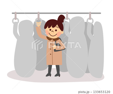 吊革につかまる女性 吊革につかまる女性 133653120