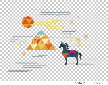 馬和富士山 133653128