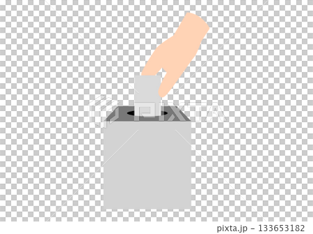 Icons of a hand putting a ballot in a ballot box for elections, surveys, and opinions 133653182