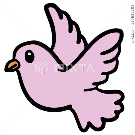 Hand drawn illustration of pink bird cartoon for animal, zoo, souvenir shop, character, comic, mascot, sticker, kid doll, plush toy, trip, travel, vacation, good morning, nature, garden, skies, icon 133653208
